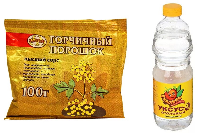 Горчичный порошок и уксус
